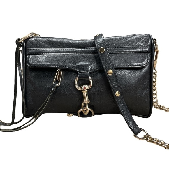 EUC Rebecca Minkoff Mini M.A.C. Crossbody Black Genuine Leather Gold Hardware - Picture 16 of 16